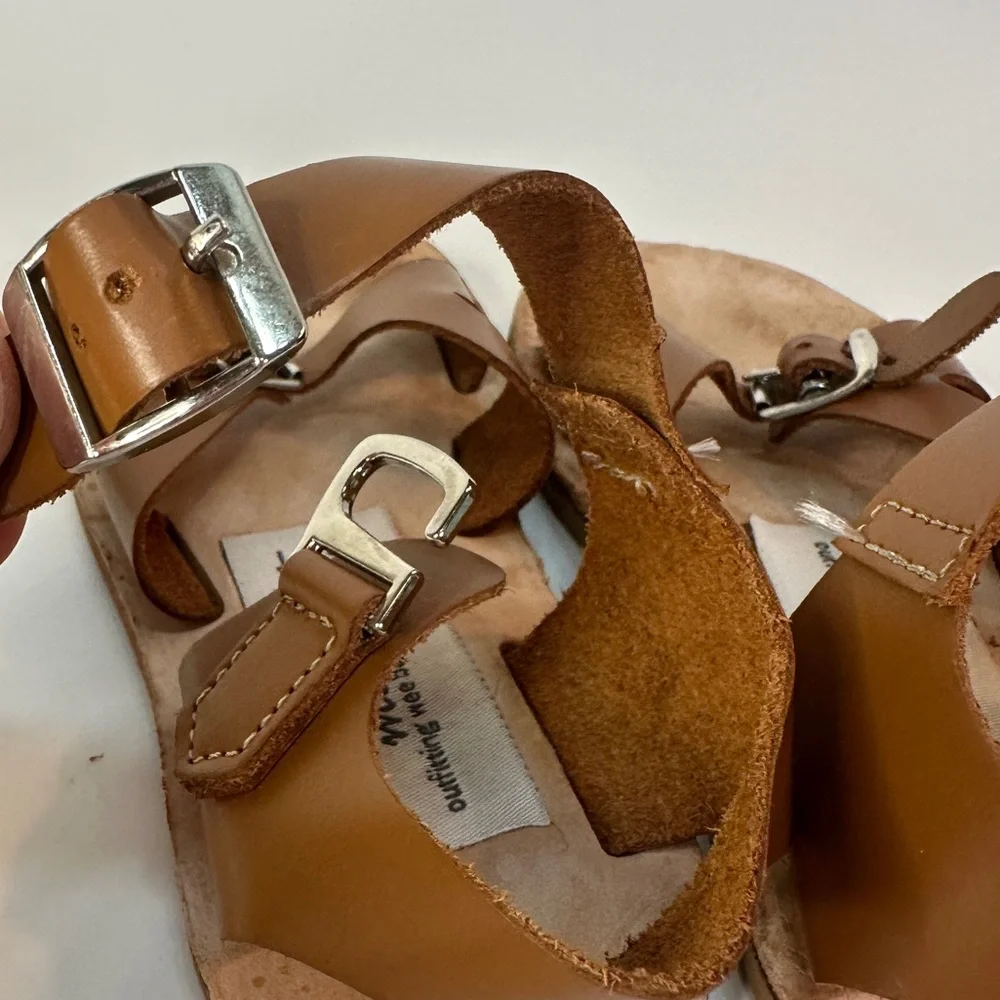 Mon Petit Shoes‎ Cap Cod Sandals Buckle Brown Tan Cognac Toddler Size 7 MP